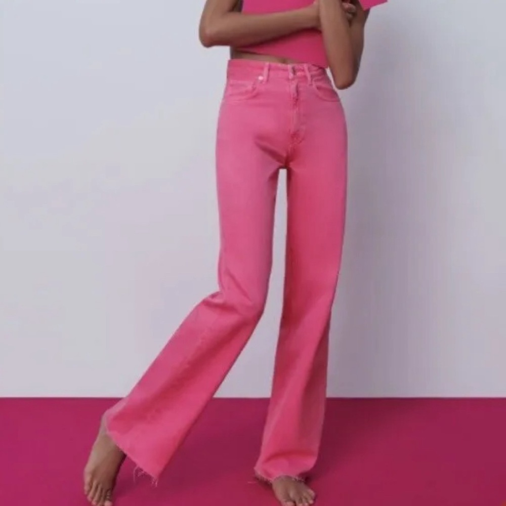 FLASH SALE 🥳 Zara Wide Leg Pink Jeans Sz 4